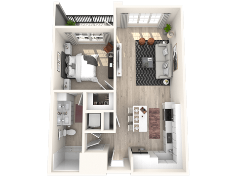 A12 floor plan of a one bedroom apartment at Altis Grand Suncoast, Florida, 34638
